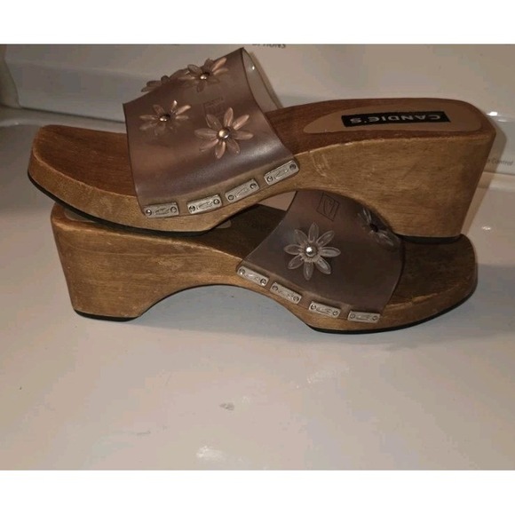 Vintage Candies 90s Y2K Wood Chunky Clogs‎ Sliders Sandals Floral Size 8M - Picture 5 of 7